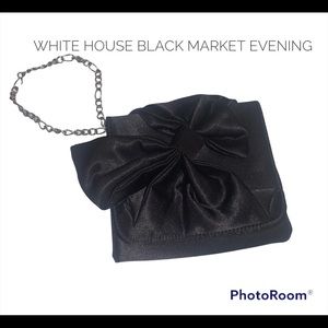WHBM little black satin evening bag .